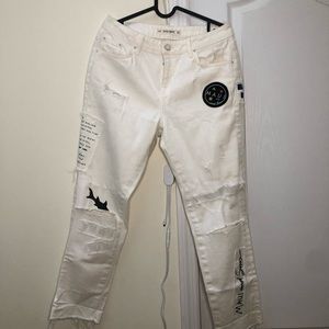 White Patchwork Zara Mom Jeans